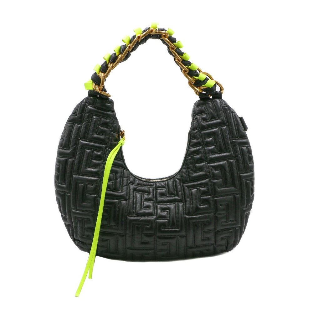 13185 - Balmain Pillow Hobo Bag In Quilted Leather Black Handbag
